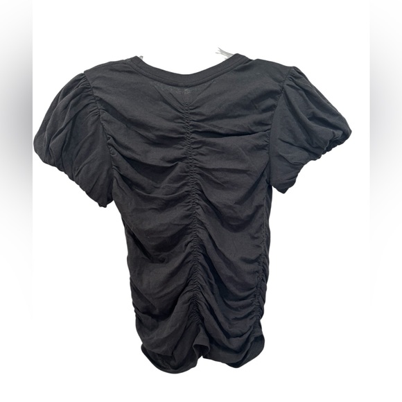 Free People Black Ruched Puff-Sleeve Top - Picture 2 of 5